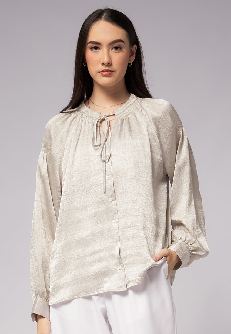 Smocked Detail Puff Sleeve Blouse