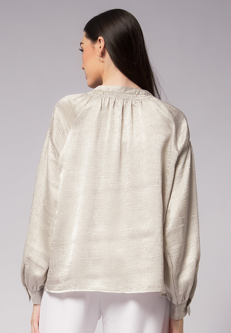 Smocked Detail Puff Sleeve Blouse