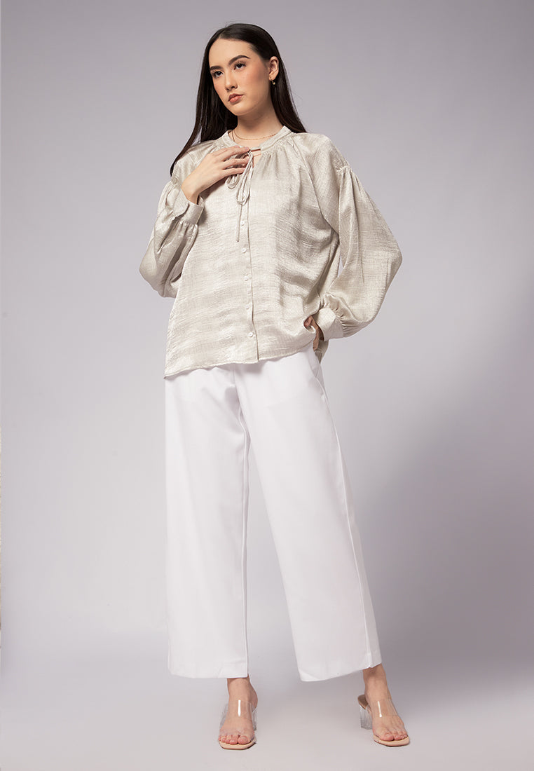 Smocked Detail Puff Sleeve Blouse