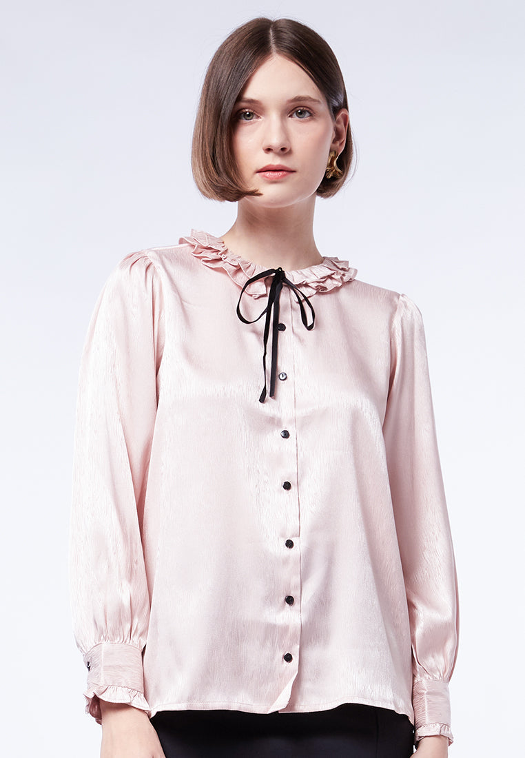 Long Sleeve Blouse with Frills
