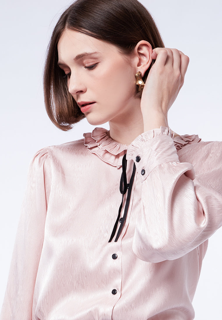 Long Sleeve Blouse with Frills