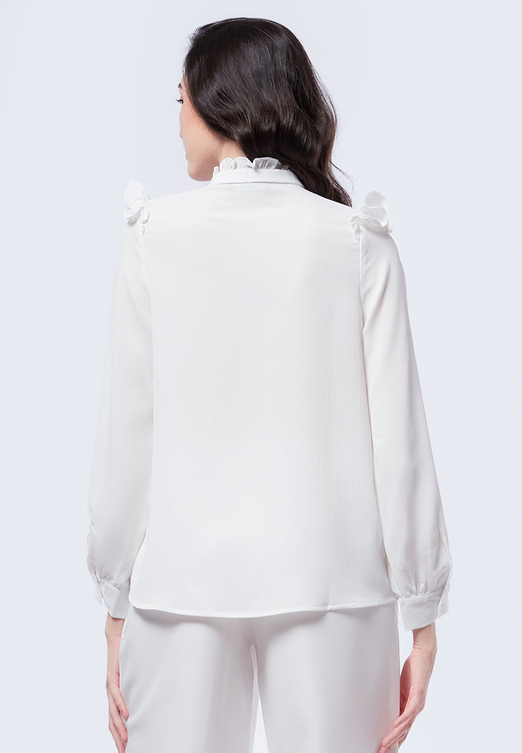 Ruffled Blouse with Bow Tie