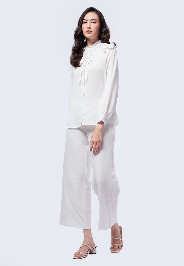 Ruffled Blouse with Bow Tie