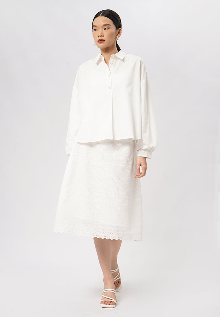 Balloon Sleeve Blouse with Fancy Button