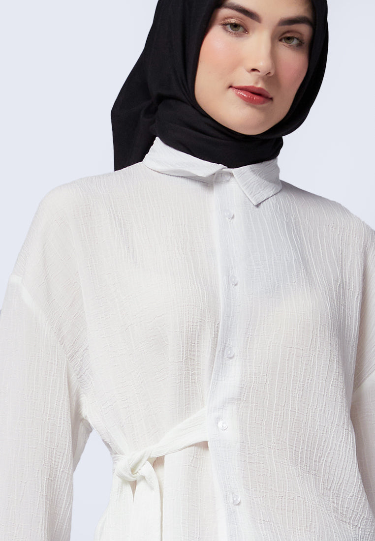 Belted Long Sleeve Blouse