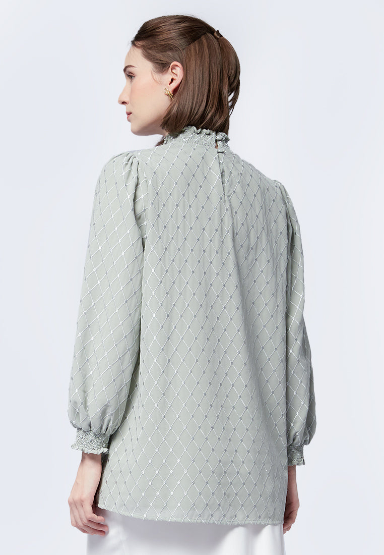 Textured Long Sleeve Blouse