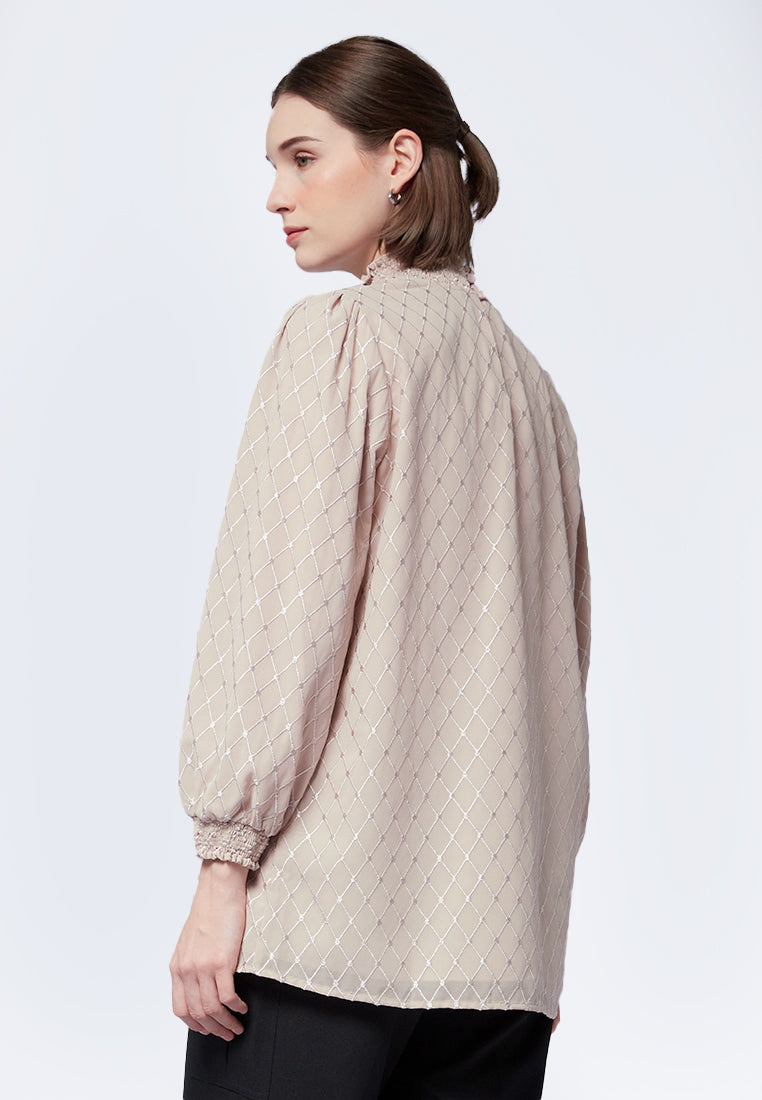 Textured Long Sleeve Blouse