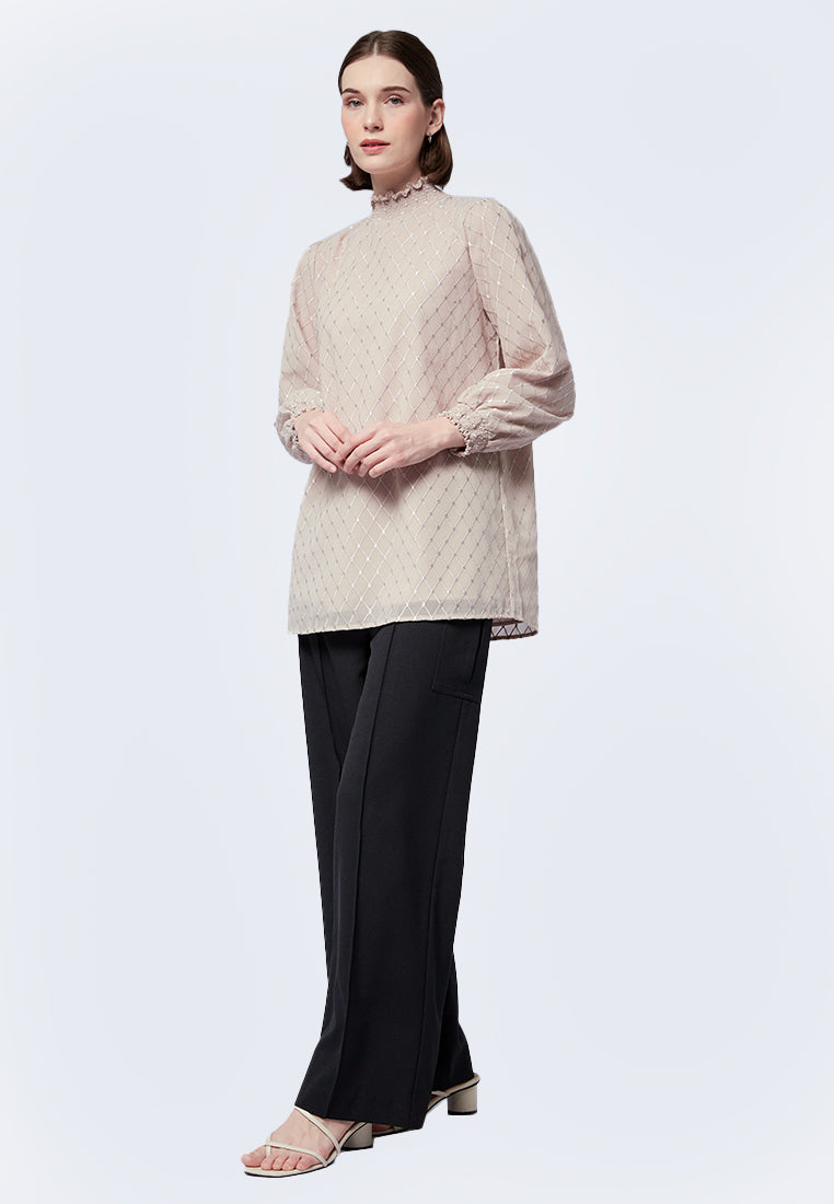 Textured Long Sleeve Blouse