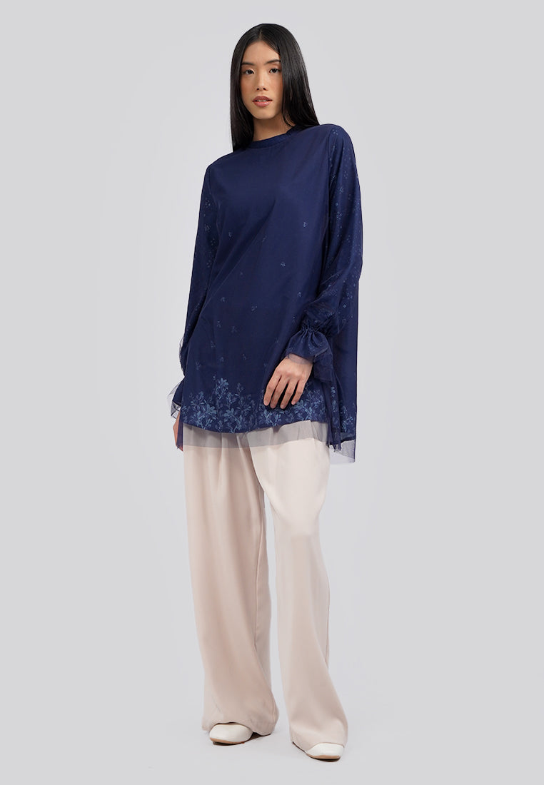 Printed Tunic with Tulle Details