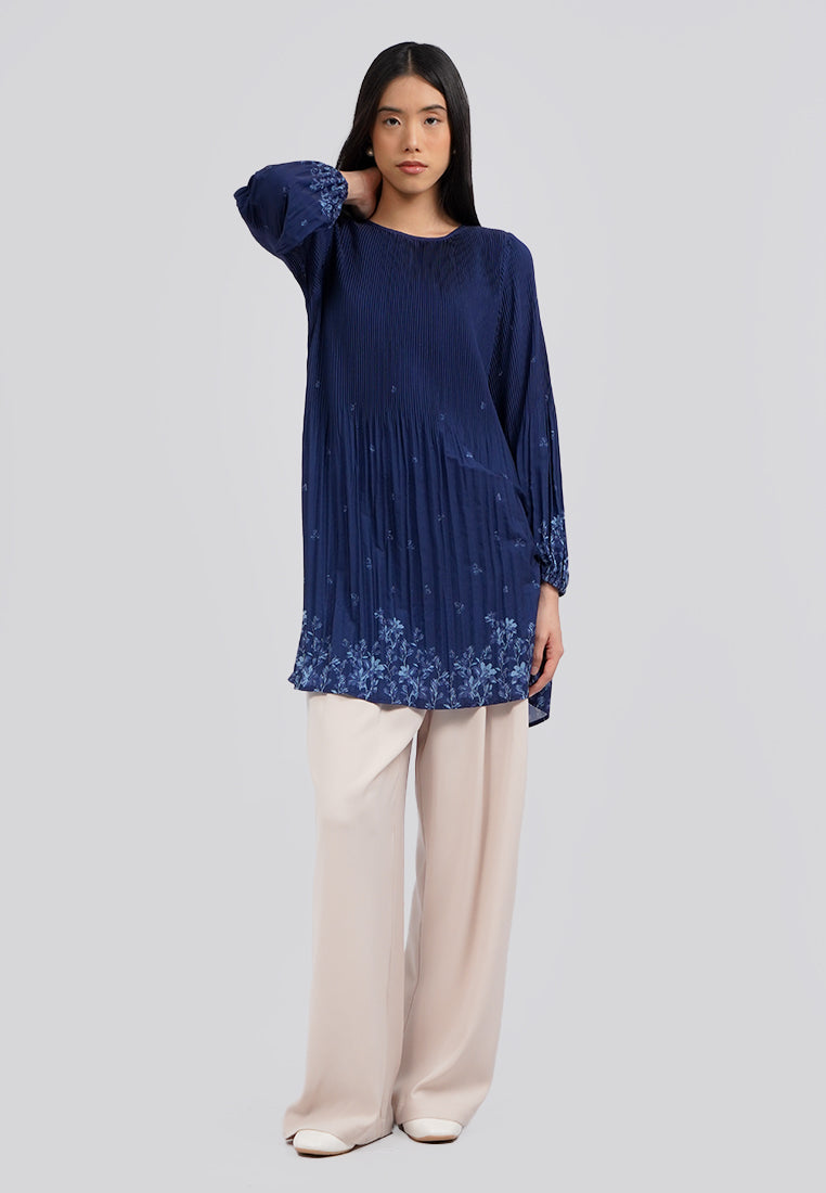 Pleated Round Neck Tunic