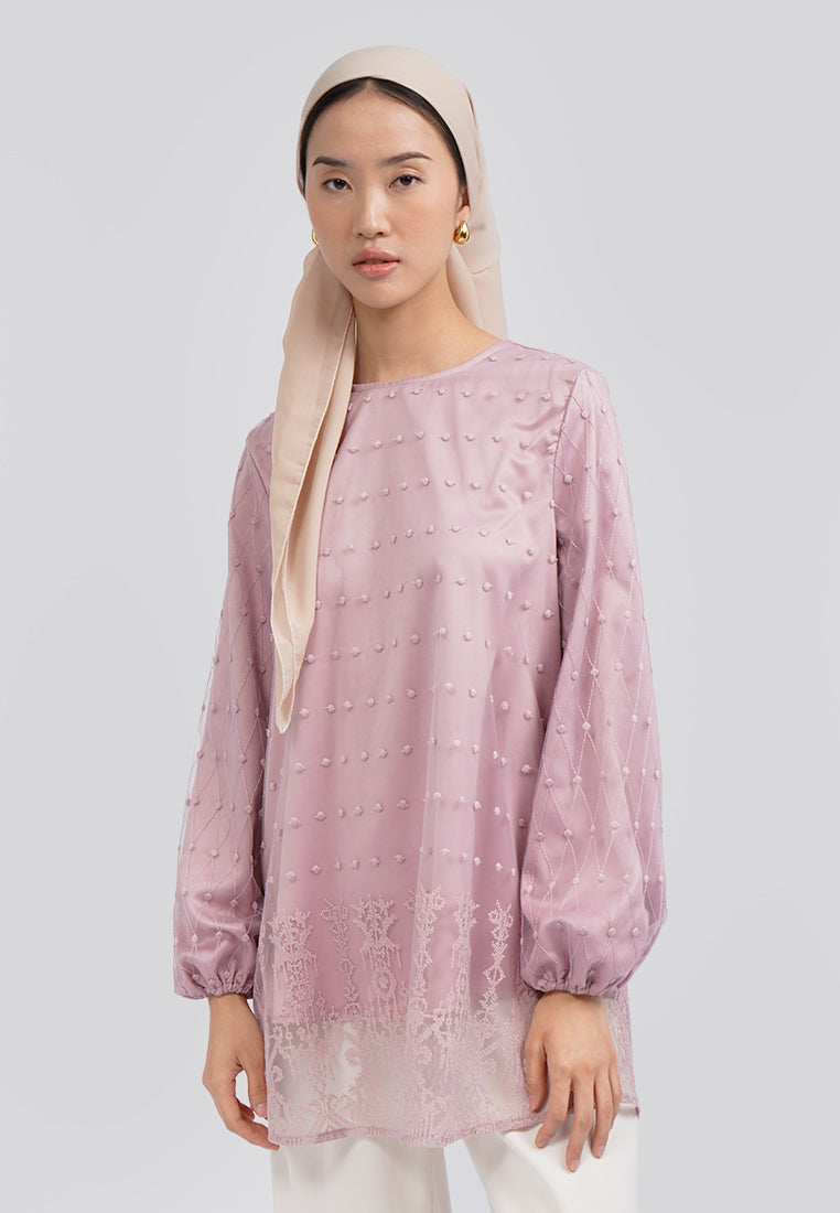 Round Neck Embroidered Blouse Lt. Pink