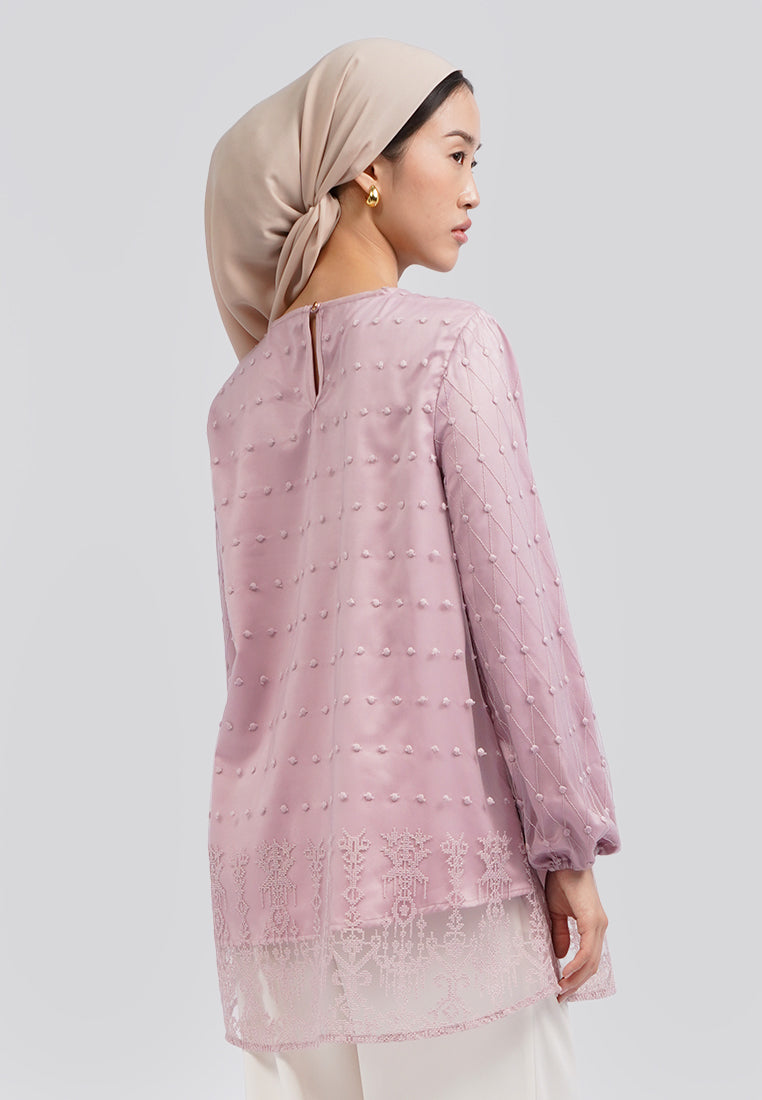 Round Neck Embroidered Blouse Lt. Pink