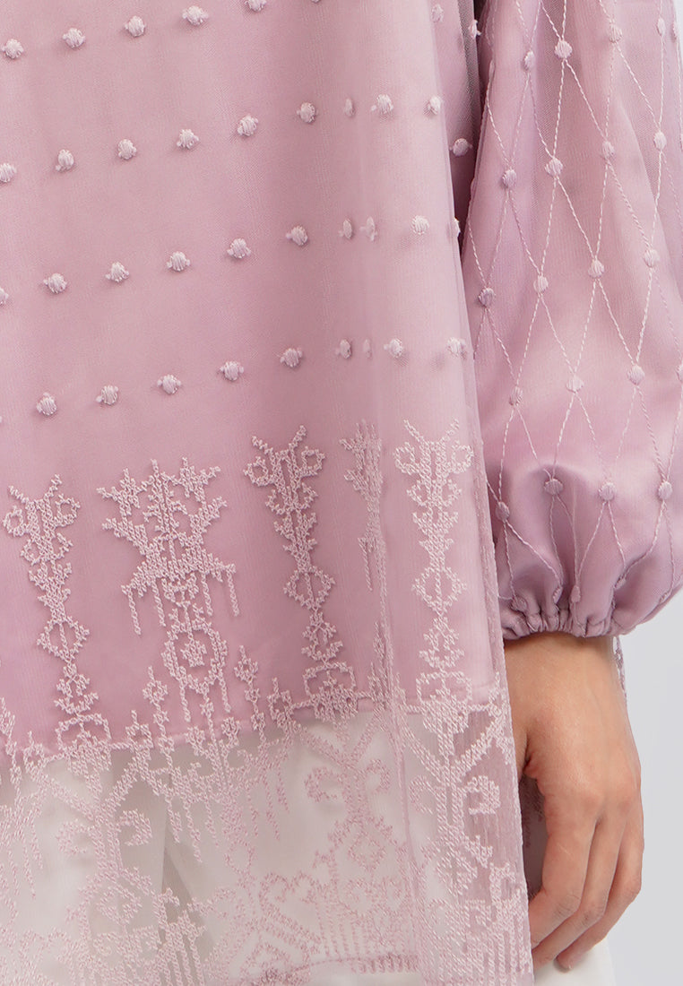 Round Neck Embroidered Blouse Lt. Pink