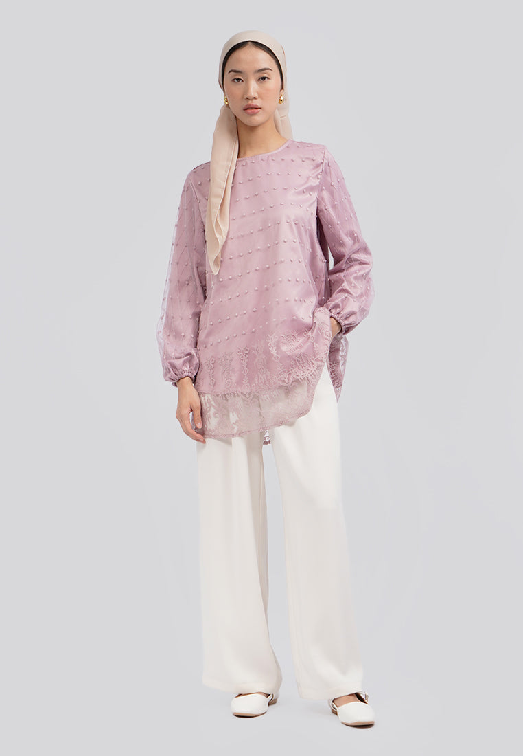 Round Neck Embroidered Blouse Lt. Pink