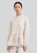 Executive x Khanaan Embroidered Linen Blouse Nude