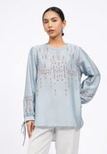Round Neck Printed Loose Blouse