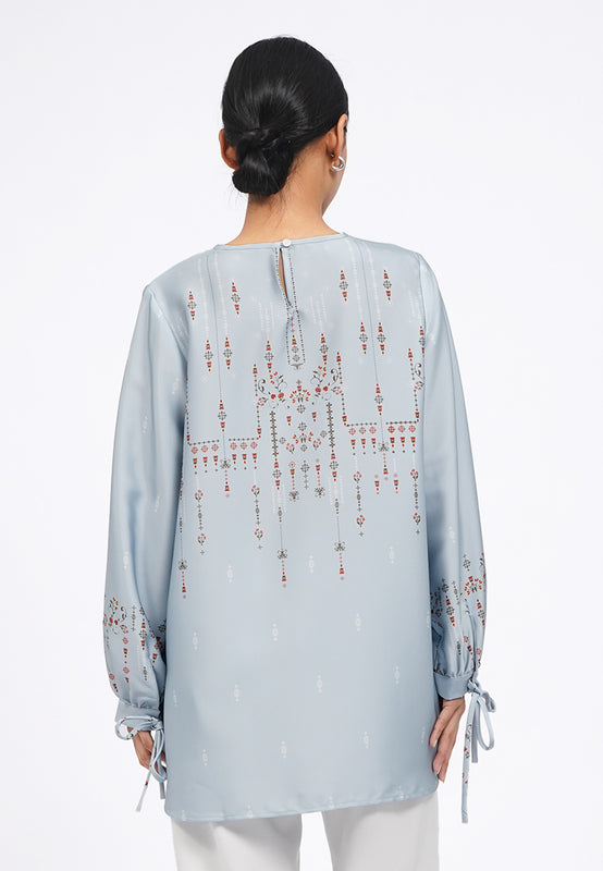 Round Neck Printed Loose Blouse