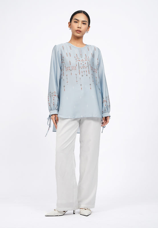 Round Neck Printed Loose Blouse