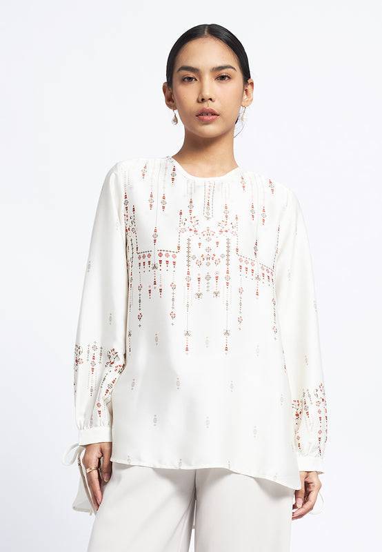 Round Neck Printed Loose Blouse