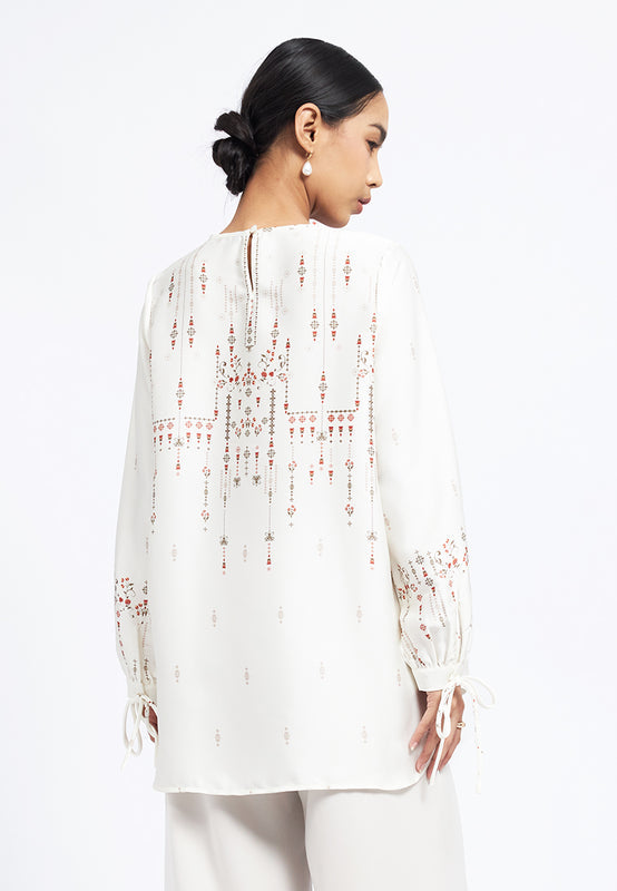 Round Neck Printed Loose Blouse