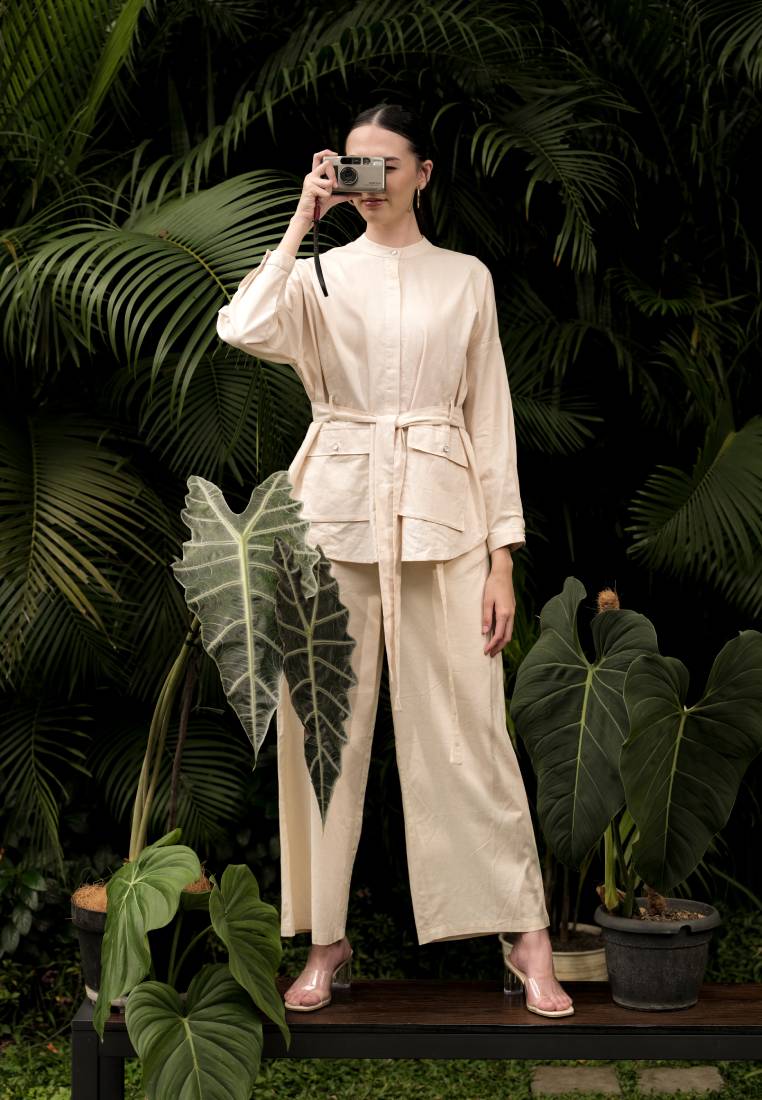 Executive x Jenahara Belted Long Sleeve Blouse