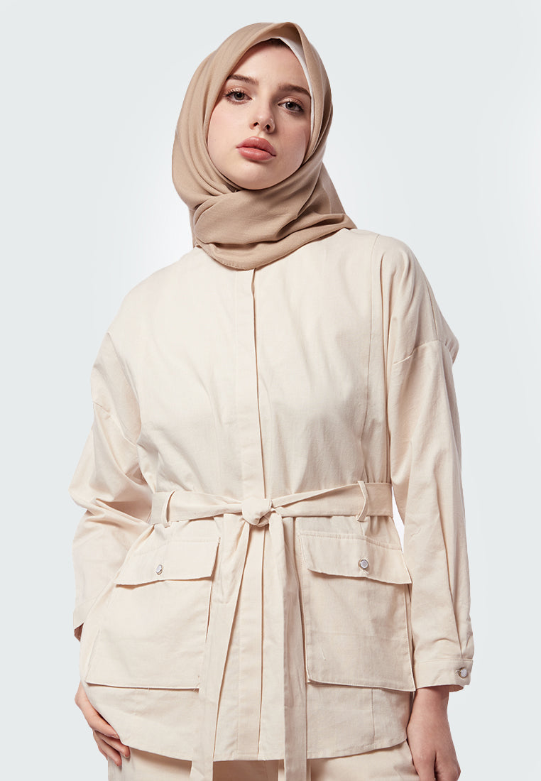 Executive x Jenahara Belted Long Sleeve Blouse