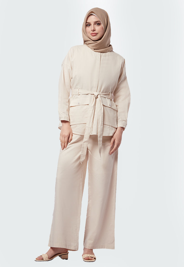 Executive x Jenahara Belted Long Sleeve Blouse