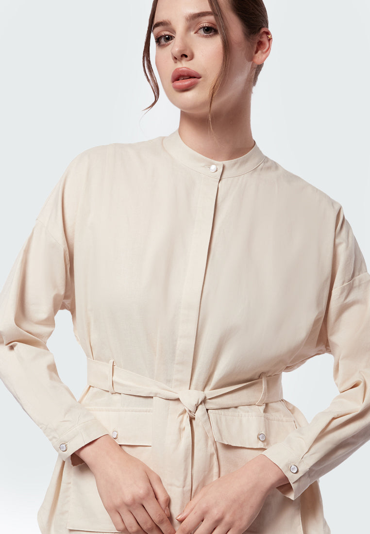 Executive x Jenahara Belted Long Sleeve Blouse