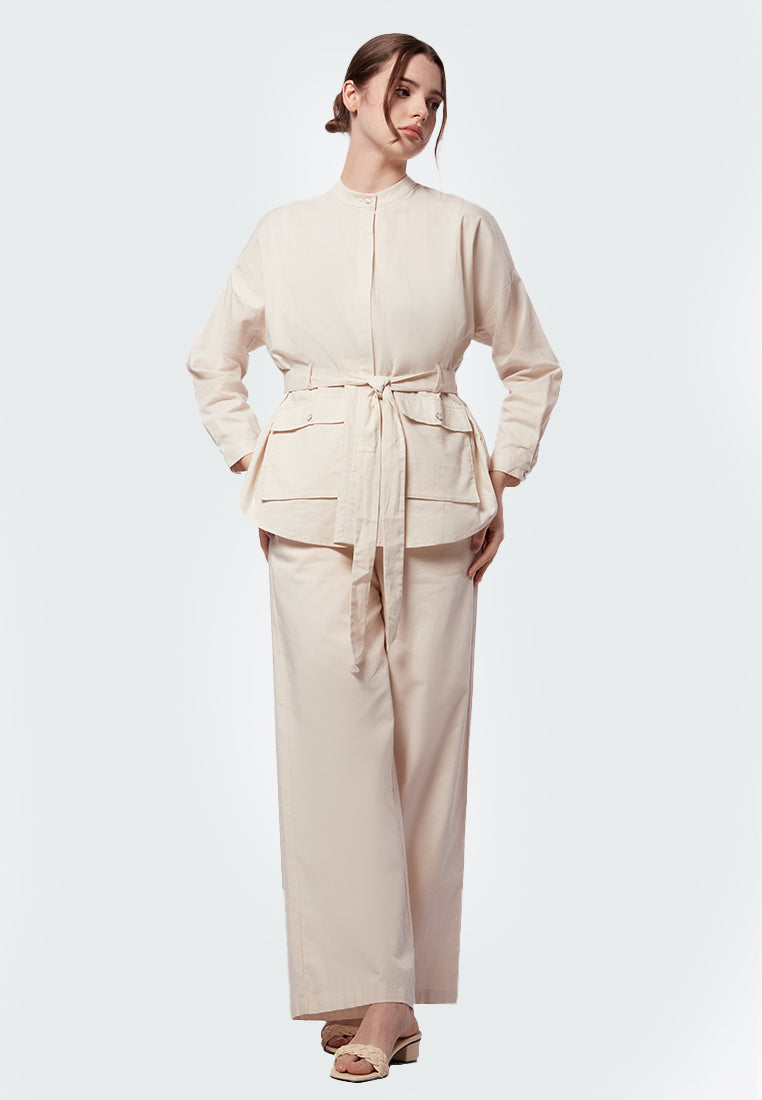 Executive x Jenahara Belted Long Sleeve Blouse