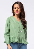 Long Sleeve Embroidery Blouse