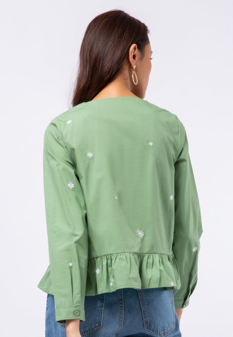 Long Sleeve Embroidery Blouse