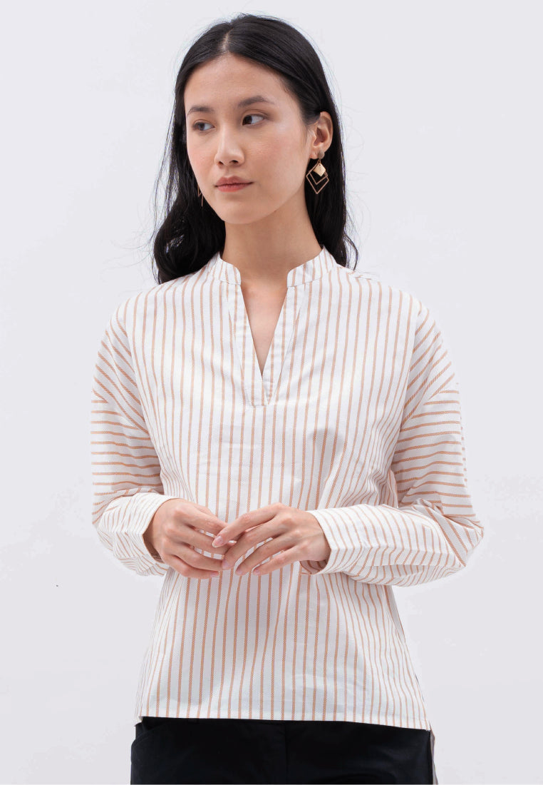 V-neck Stripe Printed Blouse