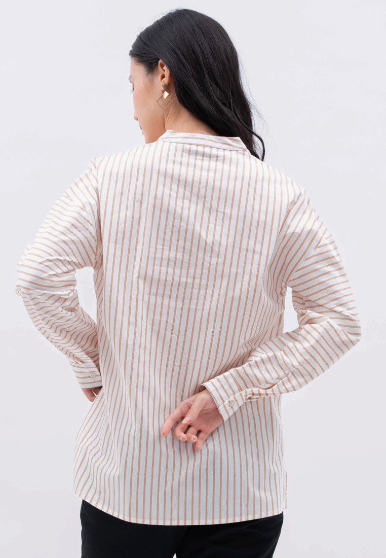 V-neck Stripe Printed Blouse