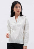 V-neck Stripe Printed Blouse