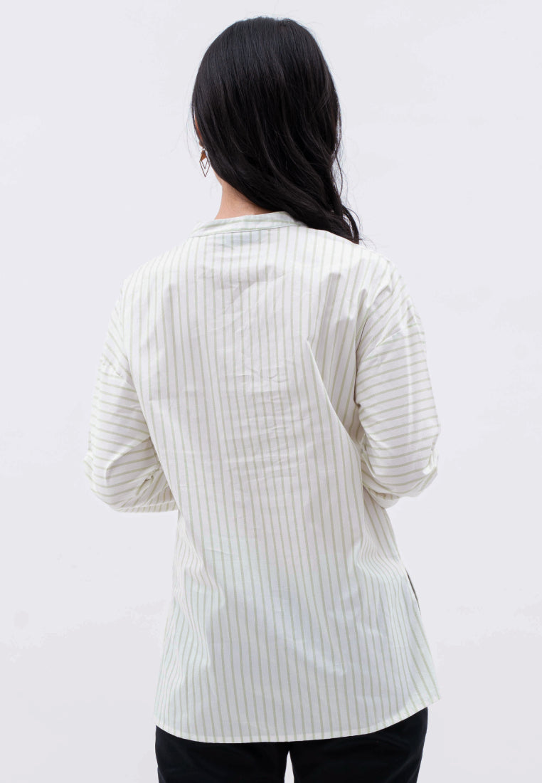 V-neck Stripe Printed Blouse