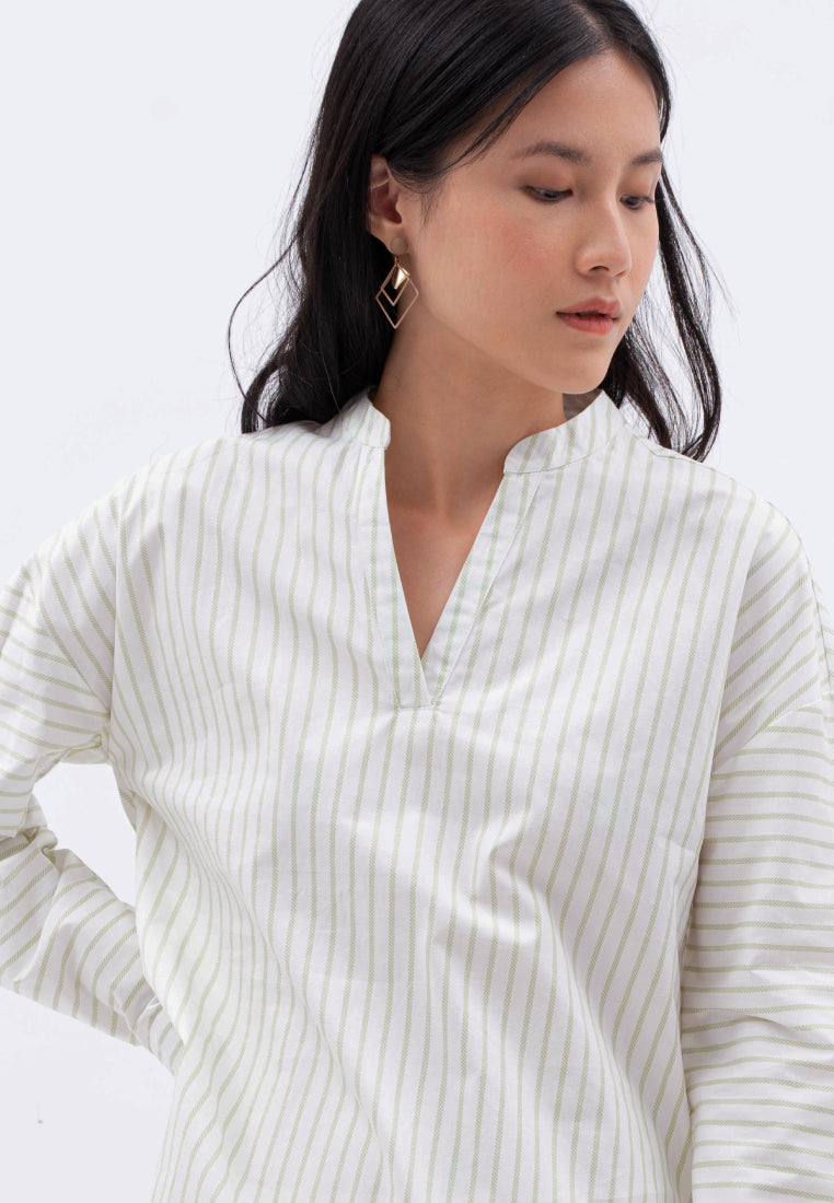V-neck Stripe Printed Blouse
