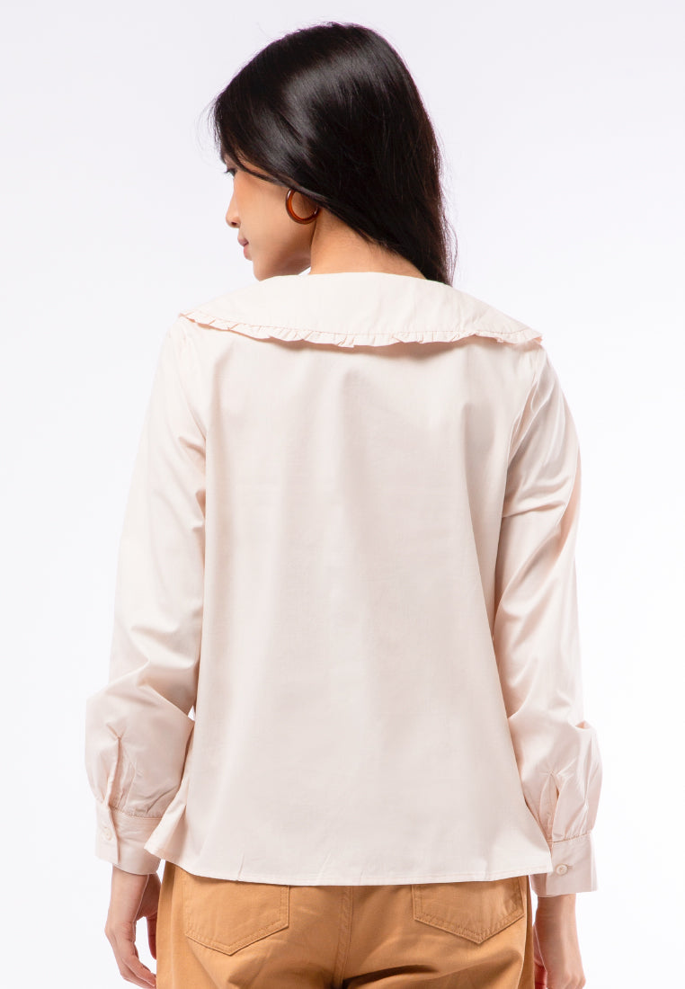 Blouse with Embroidered Collar