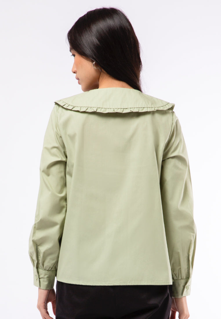 Blouse with Embroidered Collar