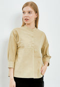 Pleated Front Henley Blouse