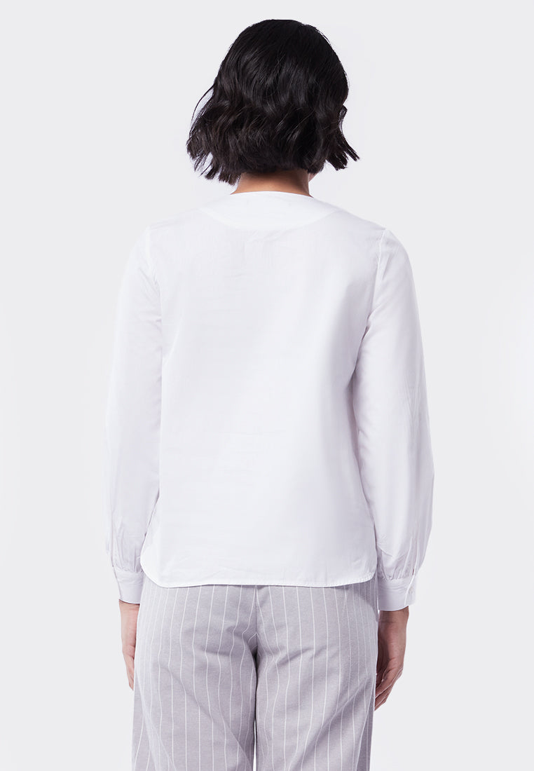 Overlap Collar Long Sleeve Blouse