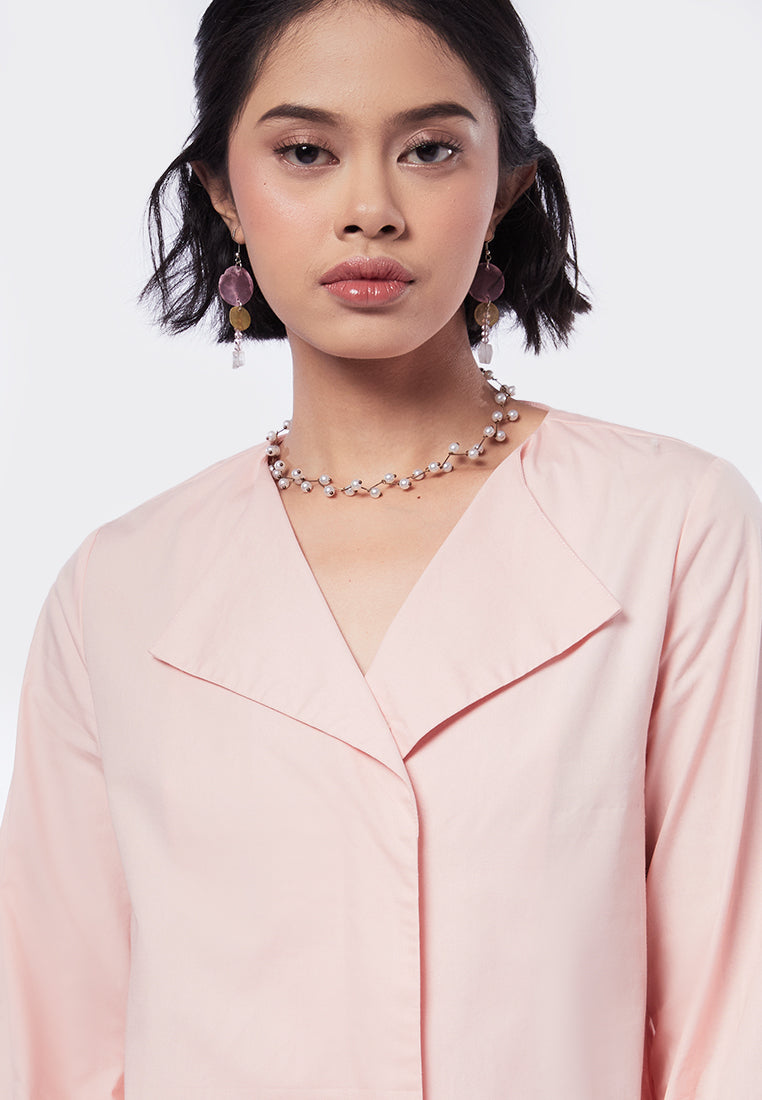 Overlap Collar Long Sleeve Blouse