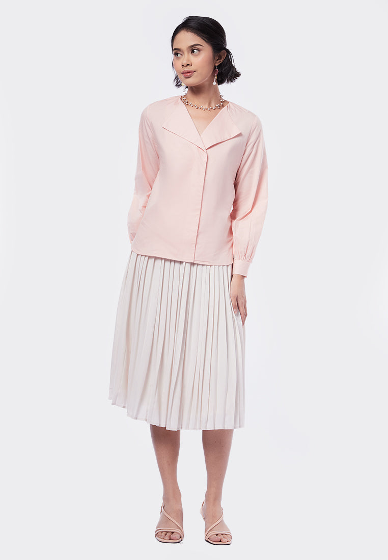 Overlap Collar Long Sleeve Blouse