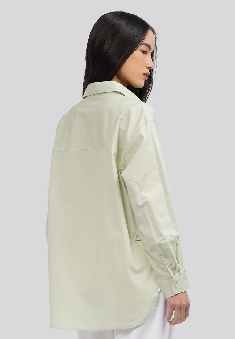 Regular Fit Long Sleeve Blouse Sage