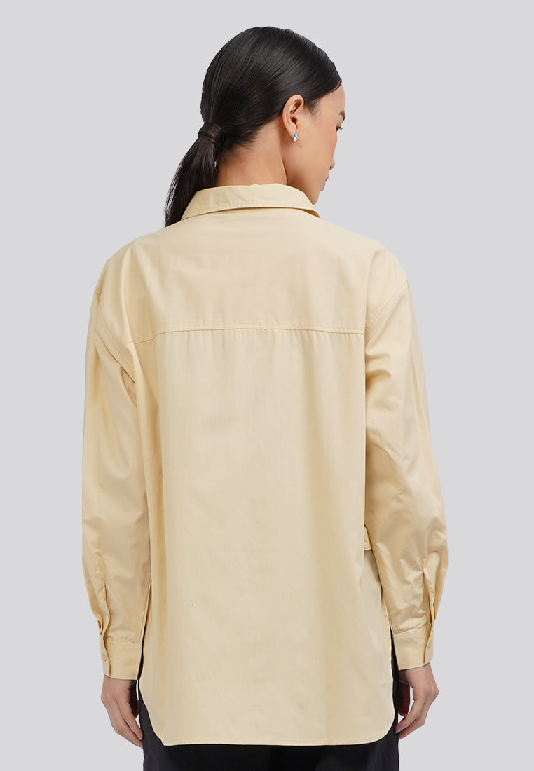 Regular Fit Long Sleeve Blouse Khaki