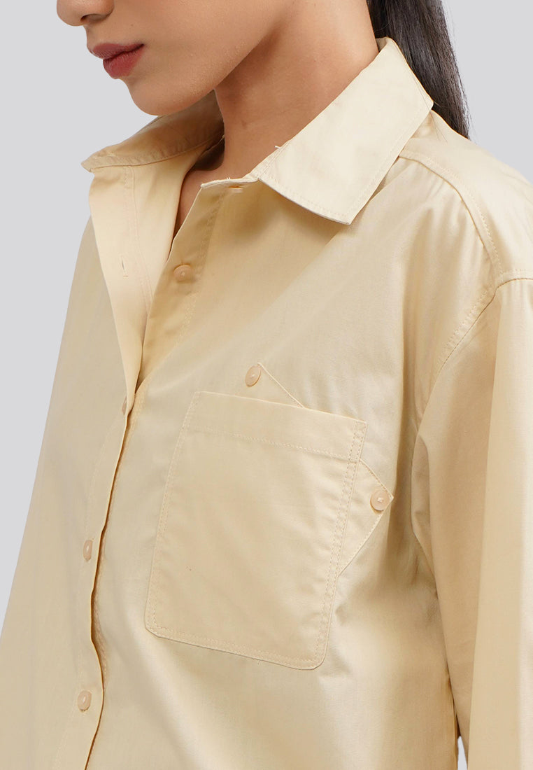 Regular Fit Long Sleeve Blouse Khaki