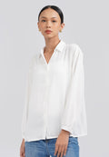 V-Neck Long Sleeve Blouse Off White