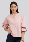 V-Neck Balloon Sleeve Blouse
