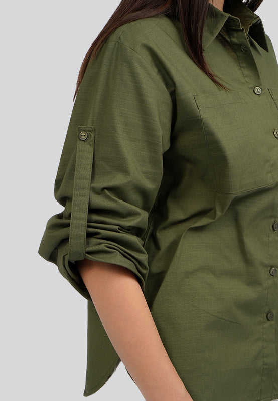 Rolled Up Shirt with Patch Pocket