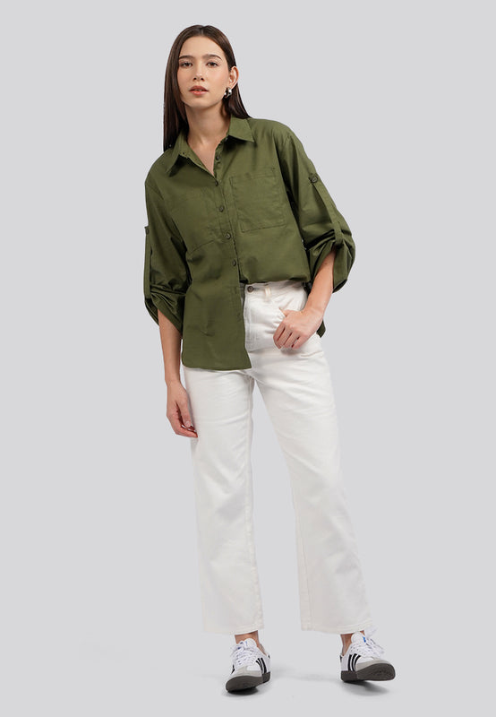 Rolled Up Shirt with Patch Pocket