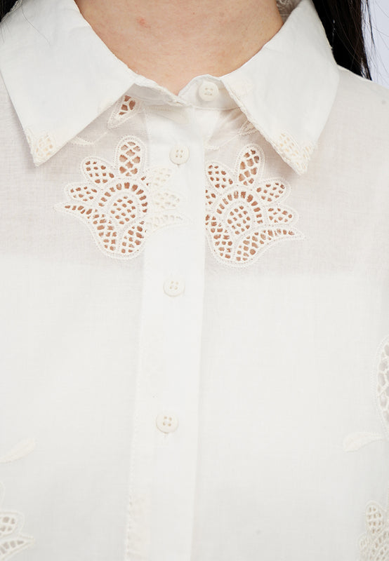 Long Sleeve Eyelet Blouse